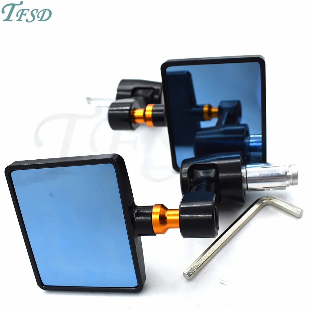 

7/8"22mm Universal square Motorcycle Bar End Rearview Mirrors Rear View Handle Side Mirrors CNC Aluminum For Kawasaki Ducati