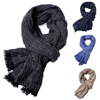 2019  New  Autumn And Winter  Tassel  European And American Yarn-Dyed Men's Scarves Solid Color Tassel Scarf  Men Mufflers