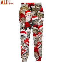 Рождественский принт с котом 3d спортивные штаны для бега Alisister унисекс Harajuku спортивные штаны мужские Pantalon Hombre брюки Прямая поставка