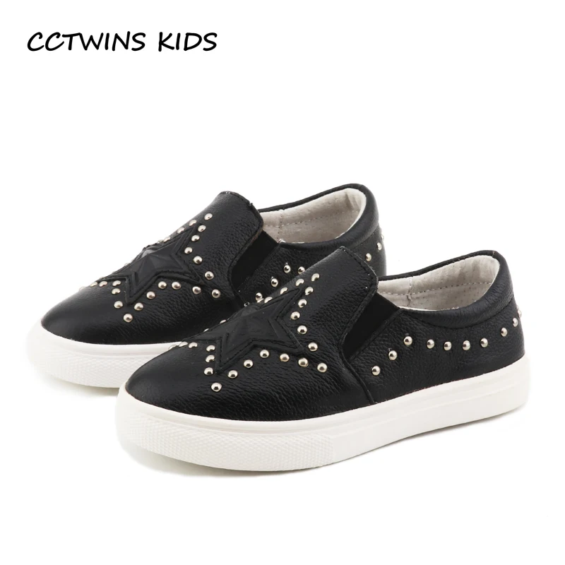 

CCTWINS KIDS 2018 Summer Baby Girl Rivet Casual White Shoe Children Boy Star Genuine Leather Slip On Sneaker Kid Trainer FSO2259