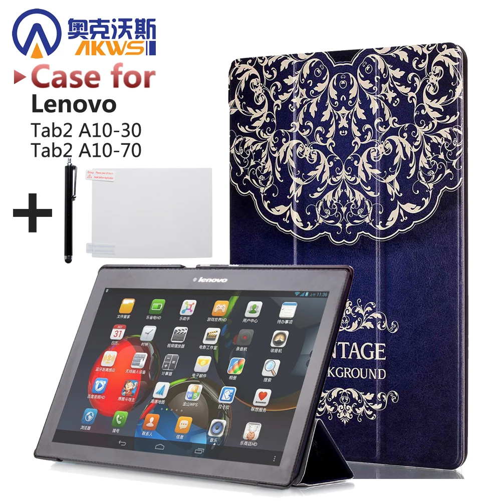Folio Stand pu кожаный чехол Tab2 A10-30 funda для lenovo tab 2 X30F 10 1 &quotпланшет | Компьютеры и офис
