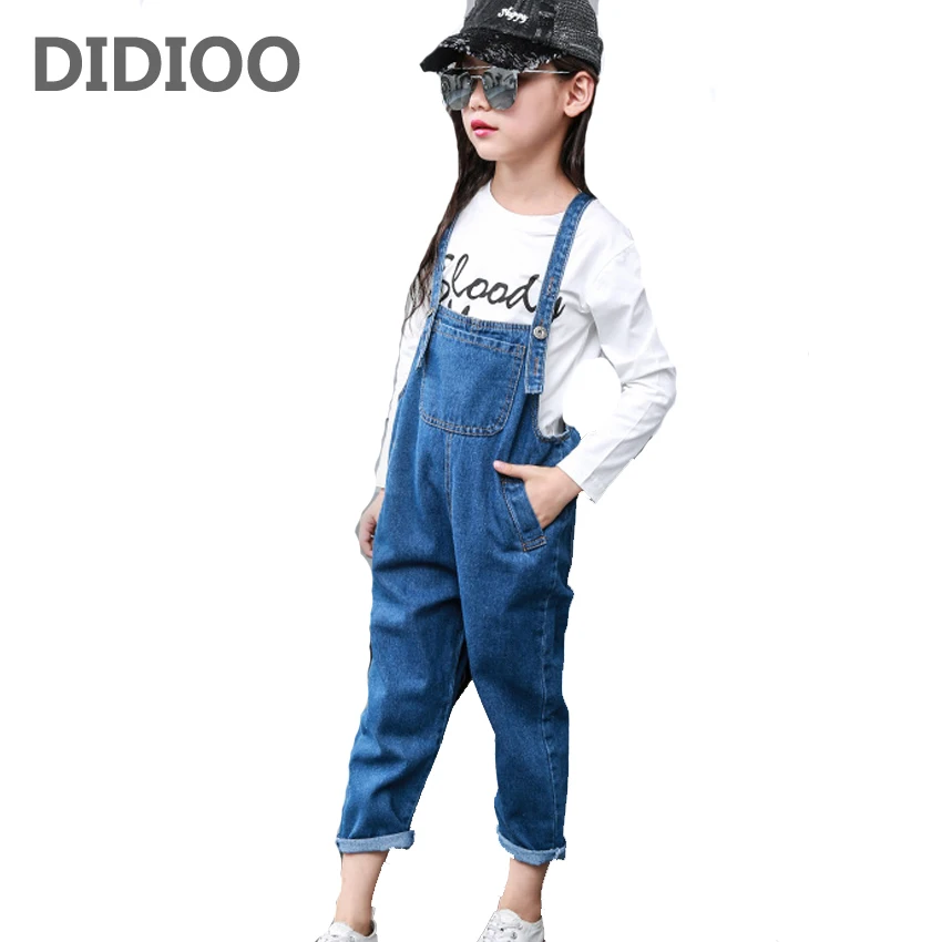 

Big Kids Jeans Overalls for Girls Denim Trousers Children Solid Pants Autumn Girls Jumpsuit Pants for Girls Overalls 12 14 Years