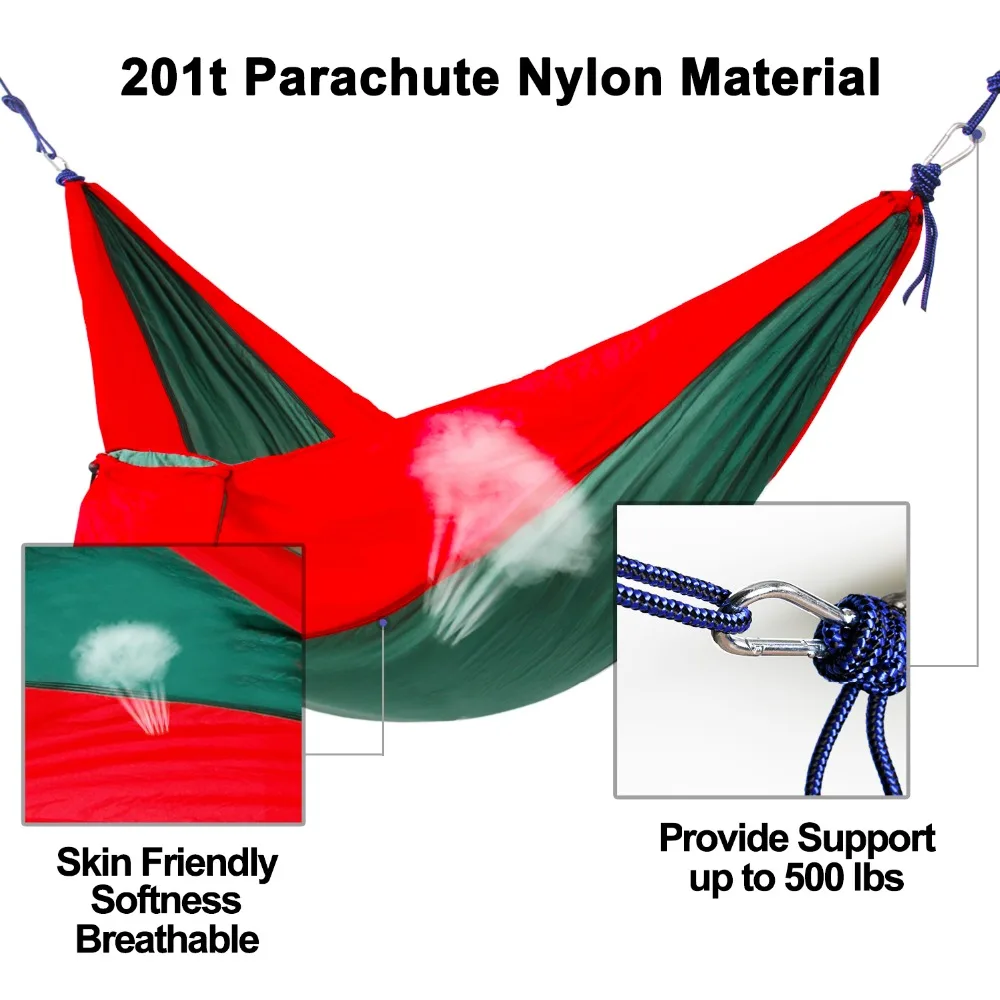 Сверхлегкий 1-2 человек наружные гамаки Отдых Путешествия Пеший Туризм спальная кровать для пикника палатка-качели Одноместный палатка красный, зеленый 230*90 см