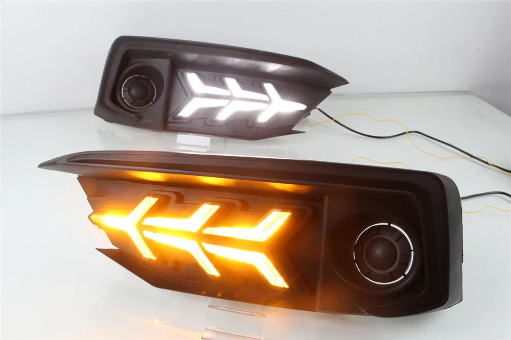2 шт. светодиодный DRL для Honda Civic 2019 2020 седан с движущимся сигналом противотуманный
