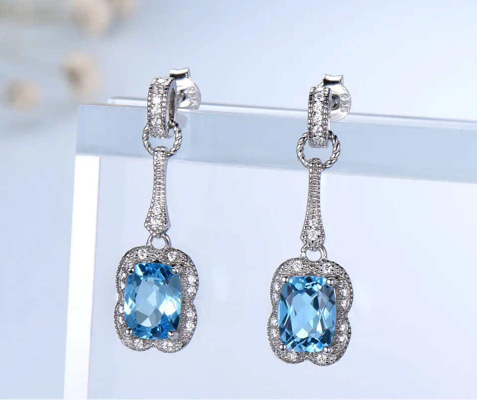 UMCHO swiss blue topaz earrings for women fashion (2)