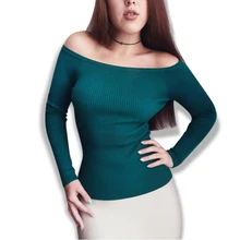 Free Shipping Autumn and Winter basic Women Sweater slit neckline Strapless Sweater thickening sweater top thread