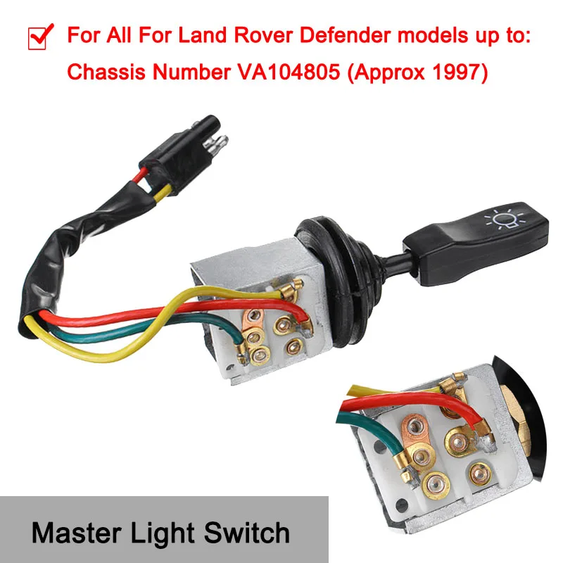 

Car Master Light Switch For Land Rover Defender 90 110 Up To 1996 PRC3430 VA104805 Car Front Headlight Switch Control Handle