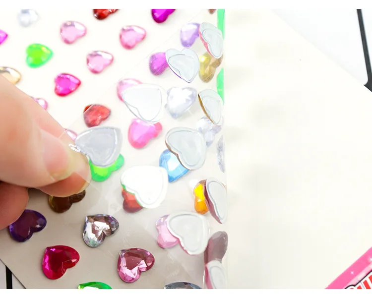 Детские игрушки наклейка в форме сердца DIY Наклейка мобильного искусства Кристалл бриллиант Стразы самоклеющиеся Скрапбукинг Стикеры s GYH