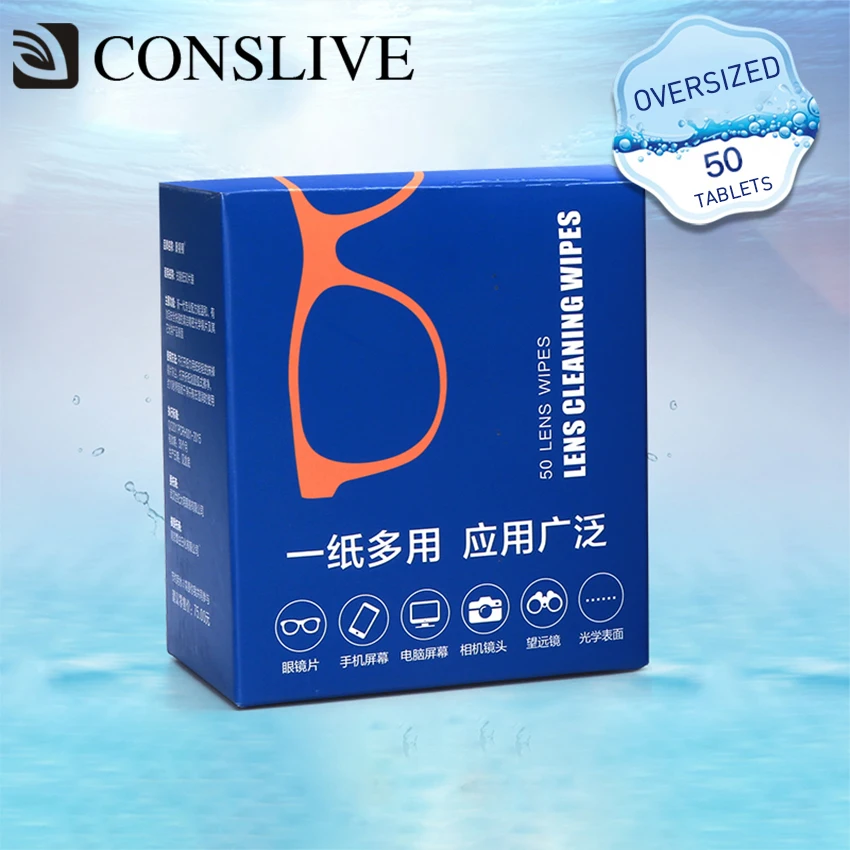

Moisturized Lens Clean Wipes for Glasses Microscopes Eyeglasses Camera Disposible Cleaning Cloth (with Alcohol ) 50pcs