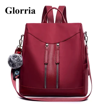 

Glorria Luxury Anti Thef Backpack Women Leather Bag Designer Women Brand Bagpack for Girls Big Book Backpack Female Fur Hairbal