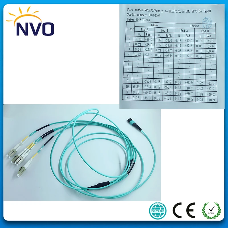 Бесплатная доставка MPO женские до 8 ядер OM3, многомодовый, 40 г 50/125 3 м (10 футов) LSZH Jakcet волоконно-оптический Dupelx LC перемычки патч-корд