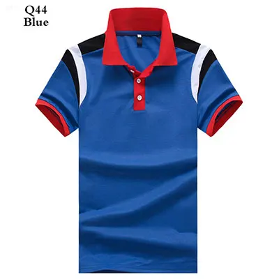 Мужская футболка поло из Джерси с коротким рукавом, Повседневная рубашка поло, Новая цветная дышащая мужская футболка поло с отворотом - Цвет: Q44 blue