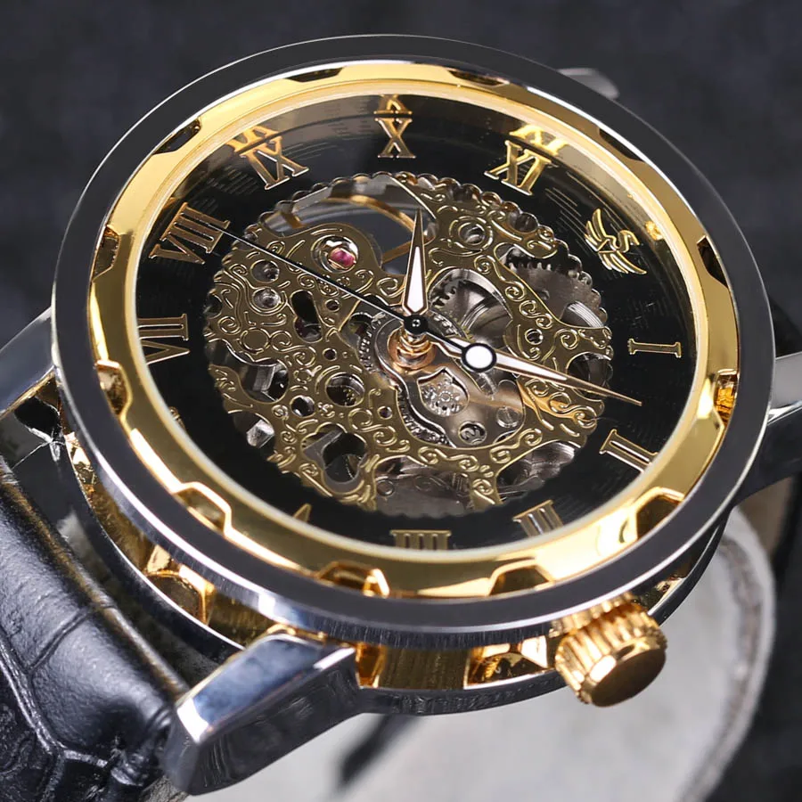 SEWOR, прозрачные золотые часы, мужские часы, Топ бренд, Роскошные мужские часы, мужские повседневные часы, Montre Homme, механические часы с скелетом, новинка - Цвет: Color 01