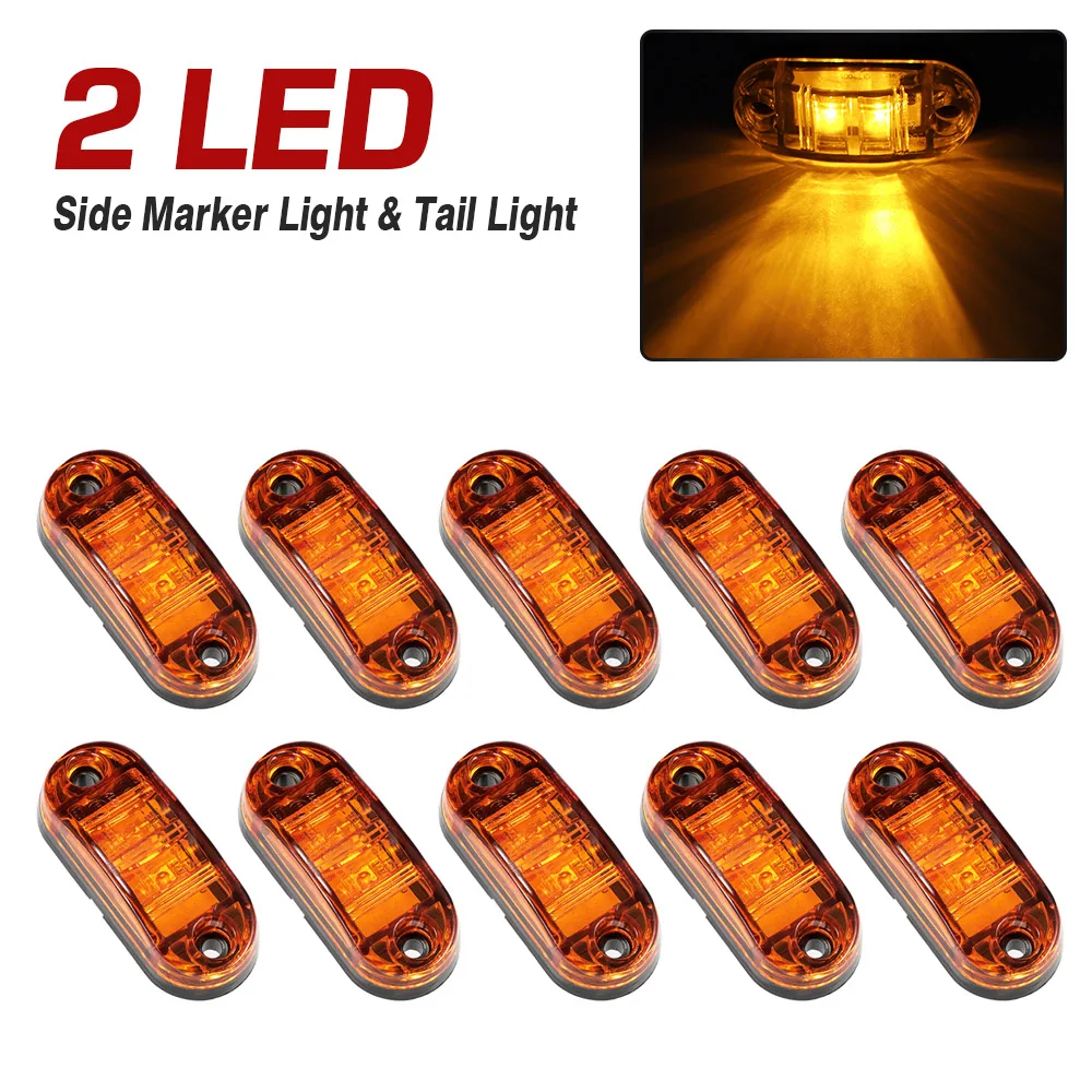 

10pcs 2 Led 12V Car Side Markers Light Colors Car Tail Decoration Lights for Trailer Caravans UTE Campers ATV Boats D45
