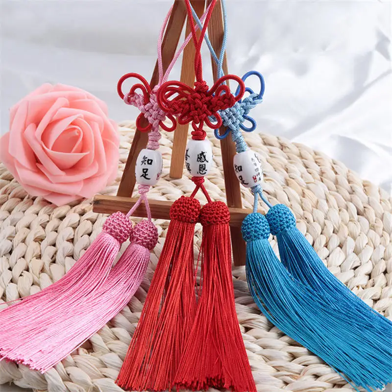 

DoreenBeads 1PC Single Color Tassel Handmade Key Tassel Bowknot Chinese Knots Curtains Garment Bookmark Decorations 10cm Long