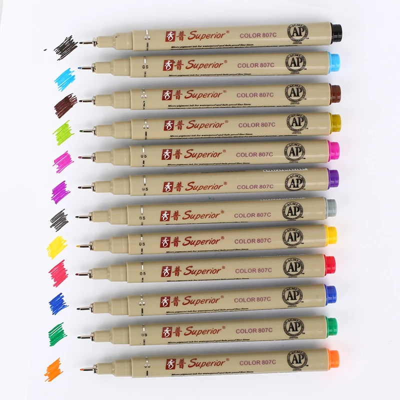 

12 Colores Sketch Micron Painting Marker pen Fineliner Pigma Drawing Manga Anime Not Sakura Staedtler Art Markers Finecolour
