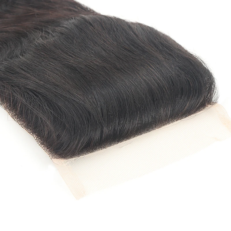 4*4 прозрачное закрытие шнурка с 3 пряди перуанская объемная волна Remy Предварительно собранные человеческие волосы