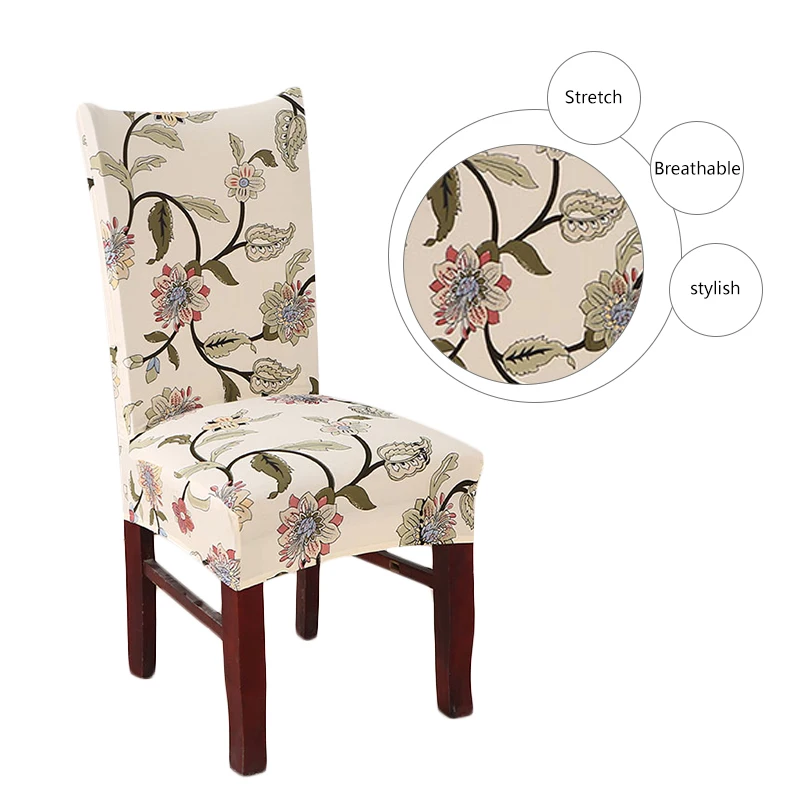 

Chair Covers Spandex Strertch Seat Covers for Chairs Modern Removable Anti-Dirty Kitchen Seat Case Pattern Chair Covers 1 PC