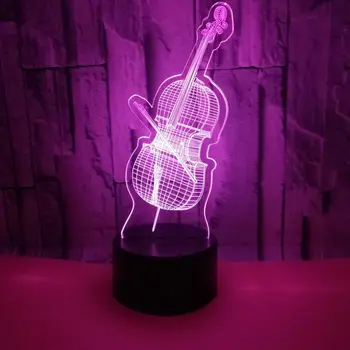 

New Violin 3d Lamp Colorful Remote Touch switch Lovely 7 color change 3D Led Night Light Kids Room Led Kids Lights Lamps