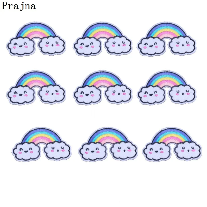 Prajna 10 шт. патчи с утюгом милая улыбка облако Мультяшные радужные красивая одежда
