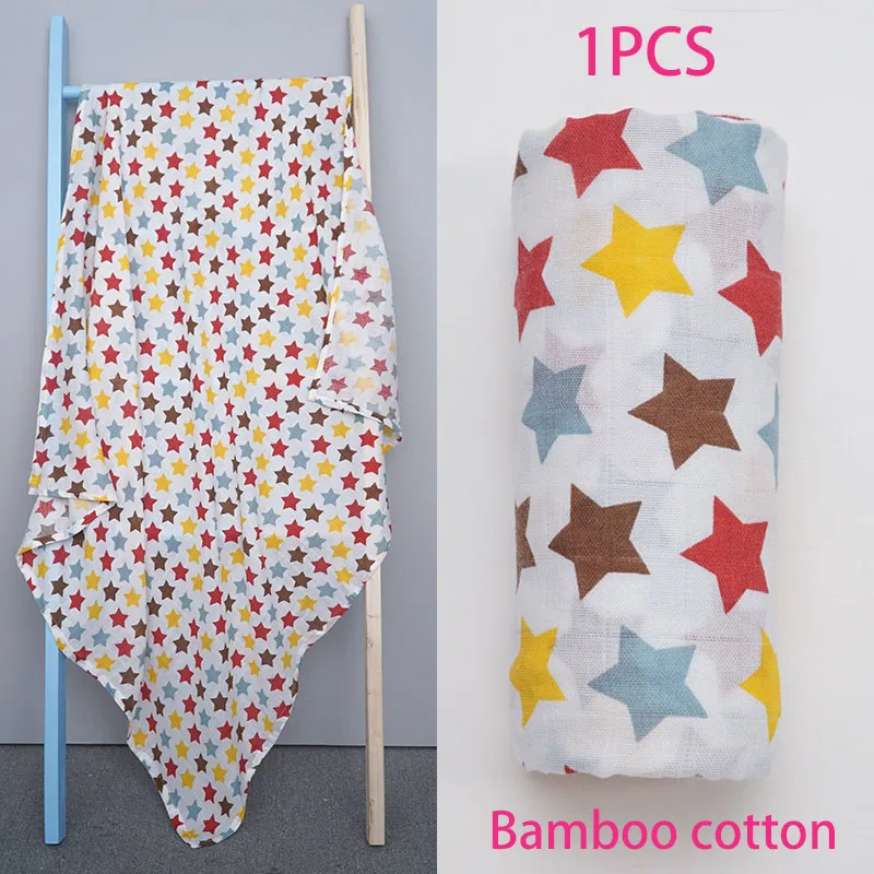 Бамбуковое хлопковое муслиновое детское одеяло для новорожденных с изображением фламинго из мультфильма; детское банное полотенце; детское постельное белье - Цвет: Colorful Star
