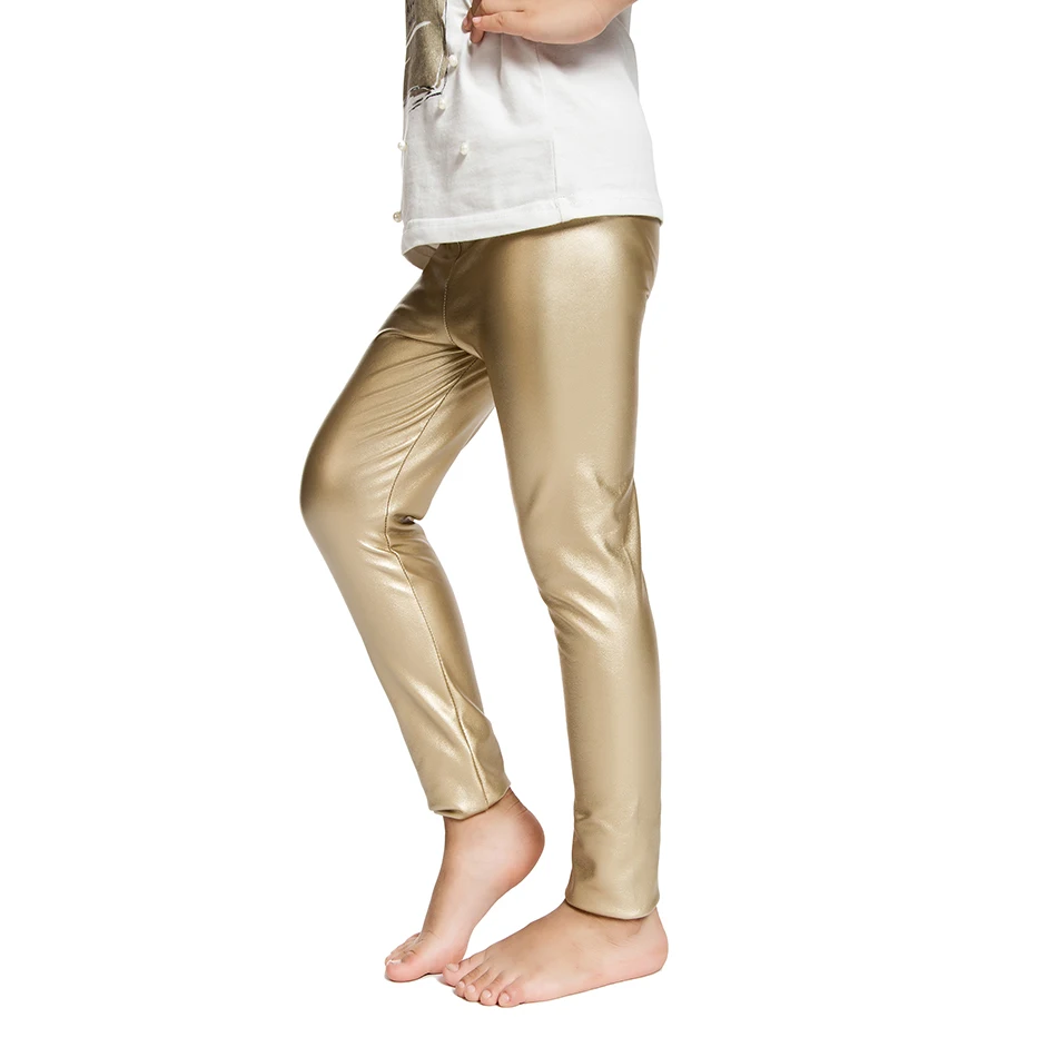 Solid Faux Leather Baby Girls Pants 2018 New Fashion Elastic Waist