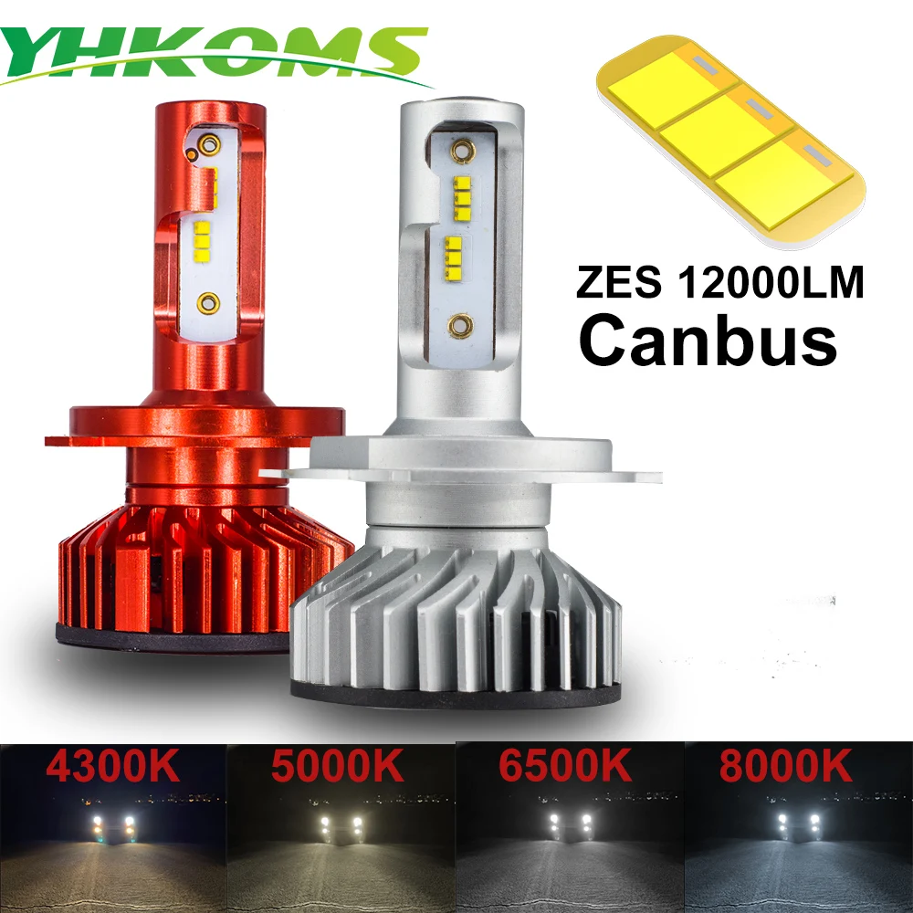 YHKOMS Canbus H4 H7 H1 H11 Светодиодный фонарь 4300K 5000K 6500K 8000K автомобильная фара H3 H8 H9 880 881