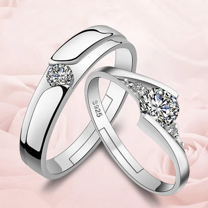 1 пара брендовых колец для влюбленных для мужчин и женщин Серебристые стразы кристаллы женские свадебные кольца CZ ювелирные изделия из кристаллов - Цвет основного камня: L5498