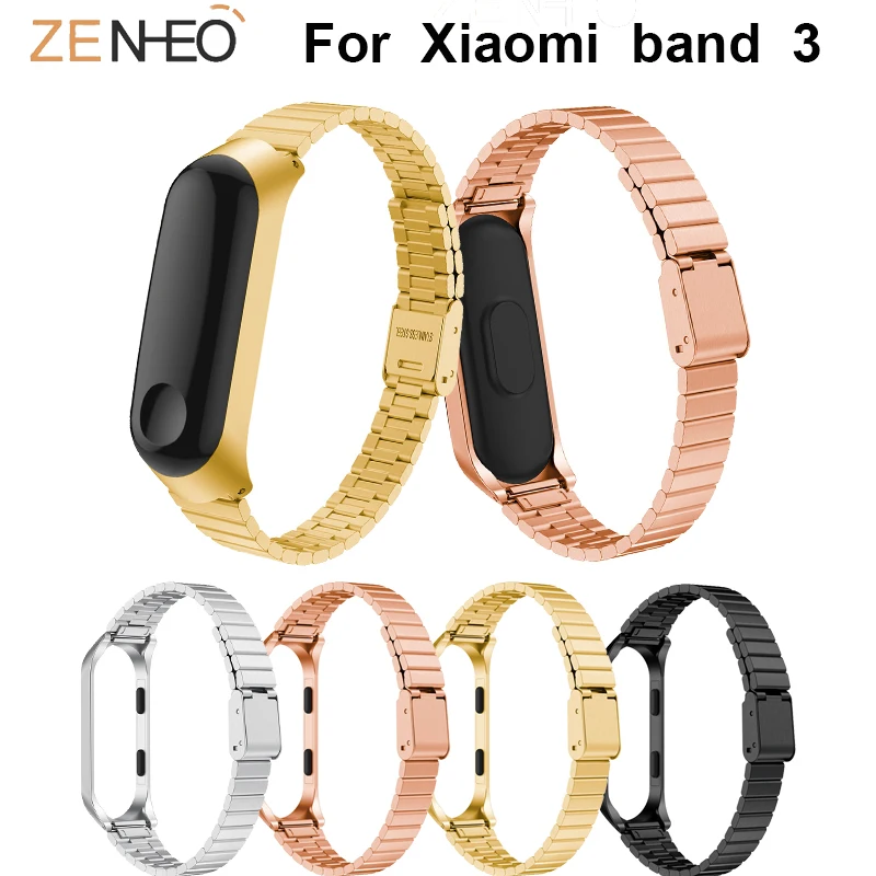 Браслет из нержавеющей стали для Xiaomi Mi Band 3/4 сменный ремешок band 3 регулируемый
