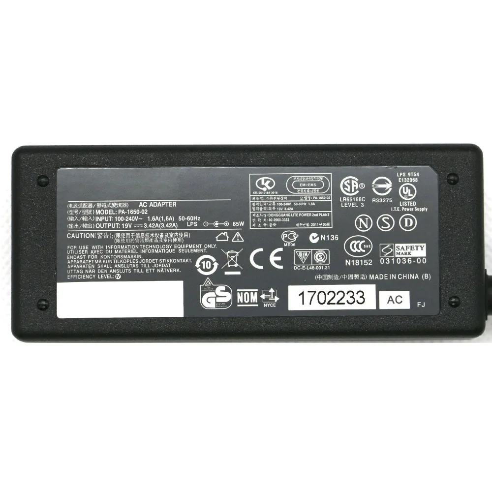 Оригинальный Liteon 65W 19V 3.42A 5 5*1 7mm PA 1650 02 блок питания для ноутбука Acer FERRARI FR1100 3000 4000