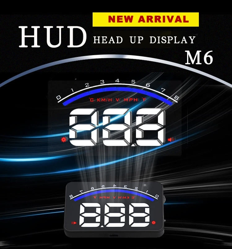 

2017 New M6 Head Up Display Film 3" HUD Head-Up Display Windshield Projector OBD II Cable Car HUD
