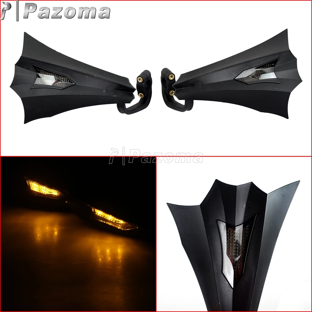 

Black 7/8" 22mm Hand Guard Shield ATV Dirtbike Amber Light LED Handguards Protector for Suzuki Yamaha KTM Motorcycle