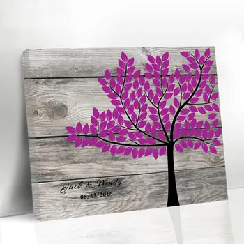 

Rustic Wedding Sign In High Quality Unique Wood Graphics Printed on Canvas Guest Book Popular Customized Signature Guestbook