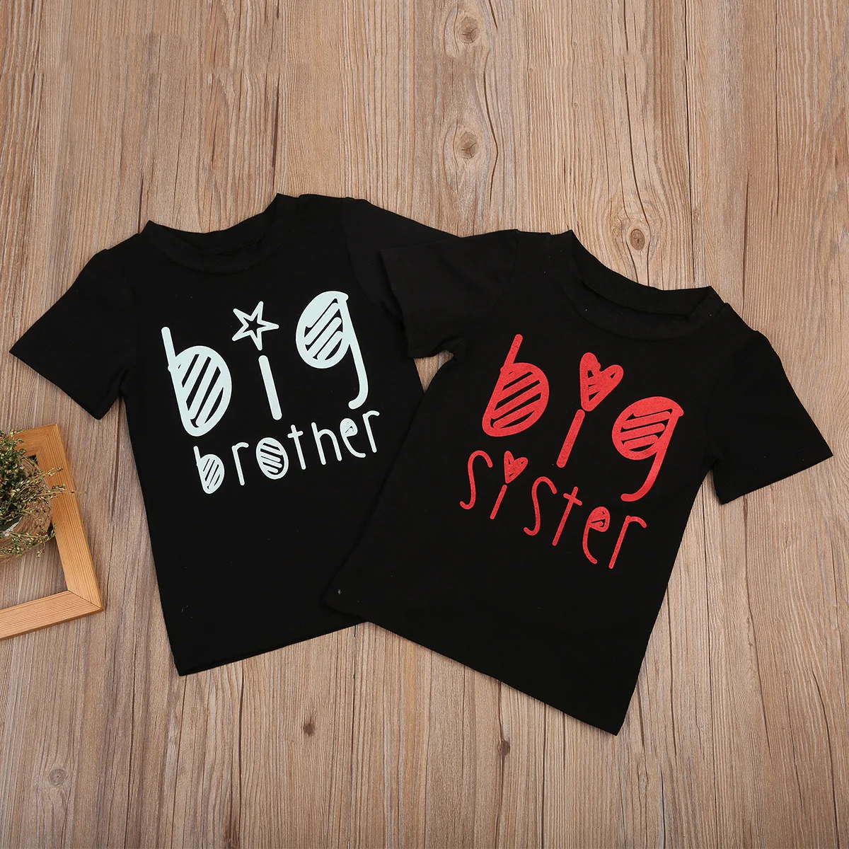 Черные футболки с принтом Pudcoco Big sister big brother подходящая футболка|big brother|big sistert-shirt