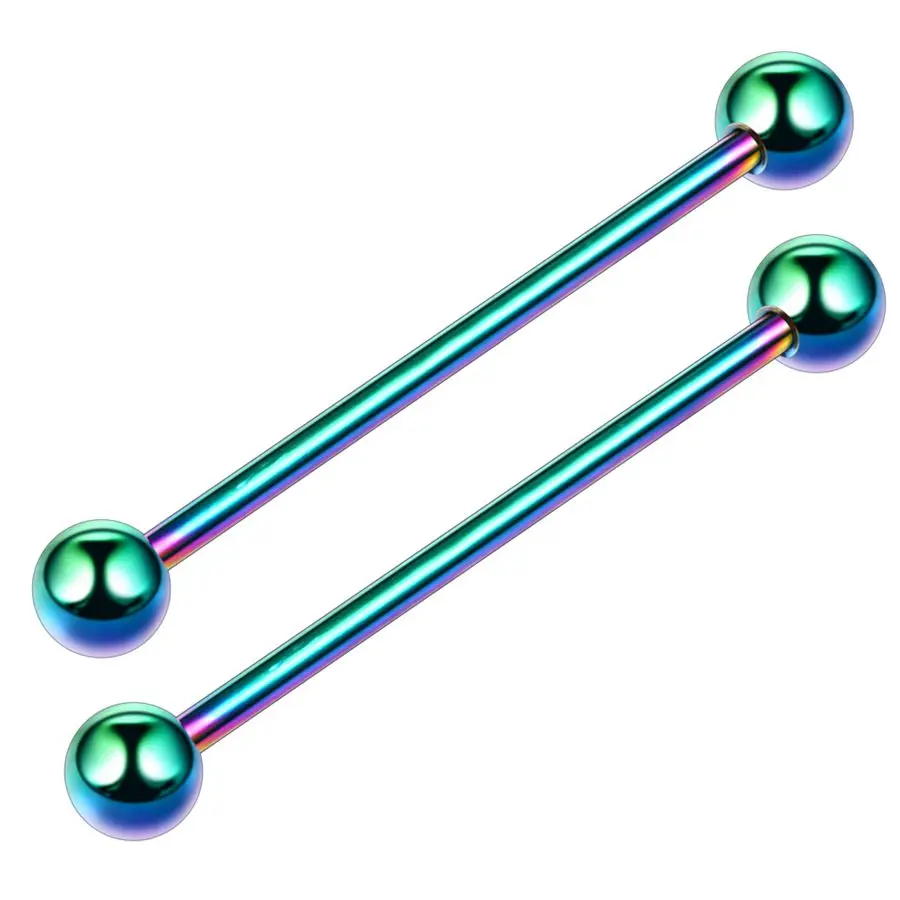 2 шт/партия серьги штанга фабричного производства из нержавеющей стали пирсинг длинный бар для хряща ушной раковины леса спиральные украшения для пирсинга тела Jewery 14G - Окраска металла: Rainbow