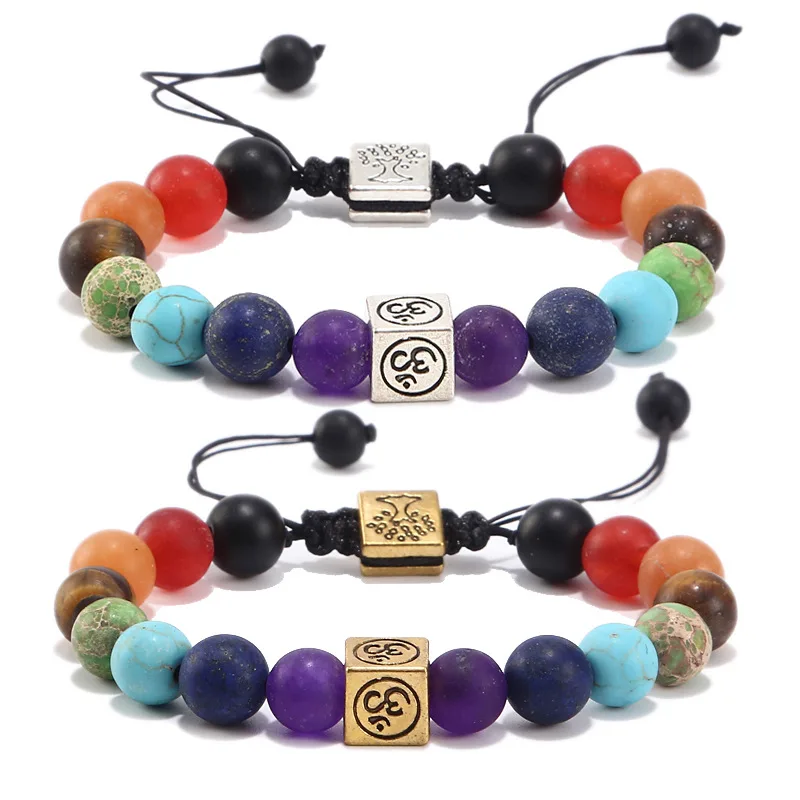 

7 Chakra Bracelets Bangles for Women Men Vintage Indian Yoga Chakra Pray Lava Stone Beads Bracelet Healing Jewelry Dropshipping