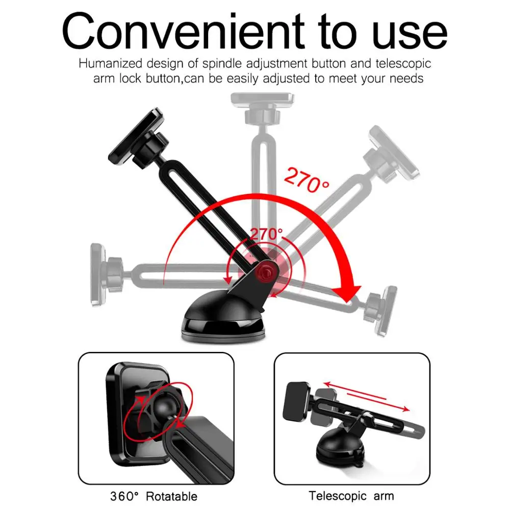 Магнитный автомобильный держатель для телефона FONKEN, разнонаправленная регулировка, Настольный держатель для телефона, смартфона, автомобильные подставки на присоске