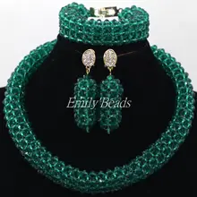 Роскошный бирюзовый зеленый индийский свадебный костюм ювелирный набор Африканское нигерийское свадебное бусы ювелирный набор Горячая AIJ636