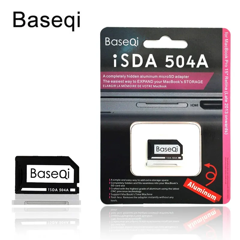 Baseqi металлический кардридер microSD адаптер для MacBook Pro 15 "retina (конец 2013 года) 504A Бесплатная доставка TF устройство для чтения карт памяти