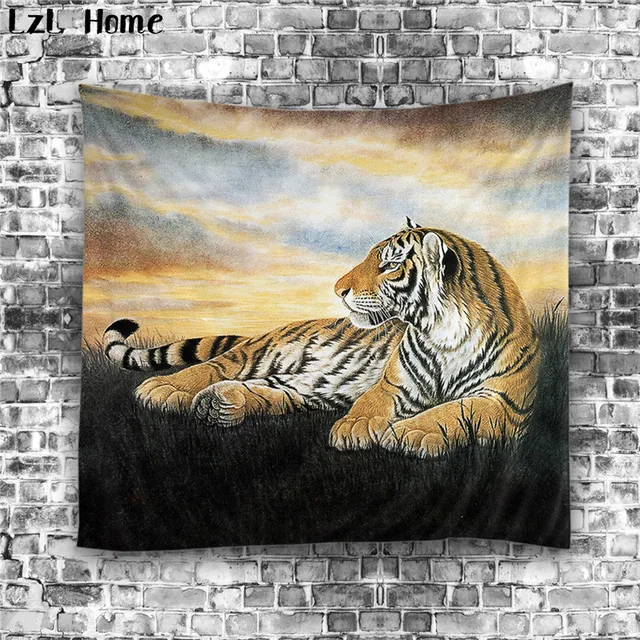 Lzl Home 1 Ps Polyester Large Animals Lion Tiger Tapestry Indian Lzl Home 1 Ps Polyester Large Animals Lion Tiger Tapestry Indian Printed Wall Hanging Hot