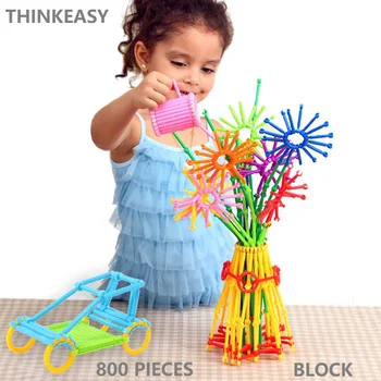 

ThinkEasy 800 PCS Diy Stick Style ABS Block Set Creative Car Duploe Blocks Bricks Toys For Children birthday kid