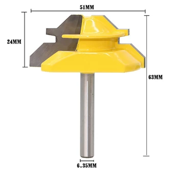 

Durable 3PCS 1/4in Shank - Up To 1/2in Stock Lock Miter Router Bit - 45° Woodwork Tool Homeful Hand Tools