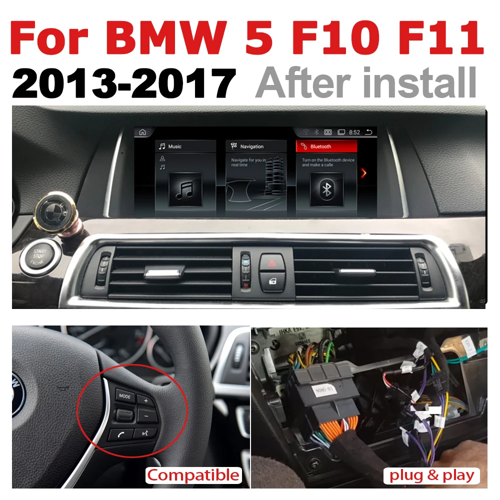 Android 7.0 up Car Multimedia player For BMW 5 Series F10 F11 2013-2017 WiFi GPS Navi Map Stereo Bluetooth 1080p IPS Screen2