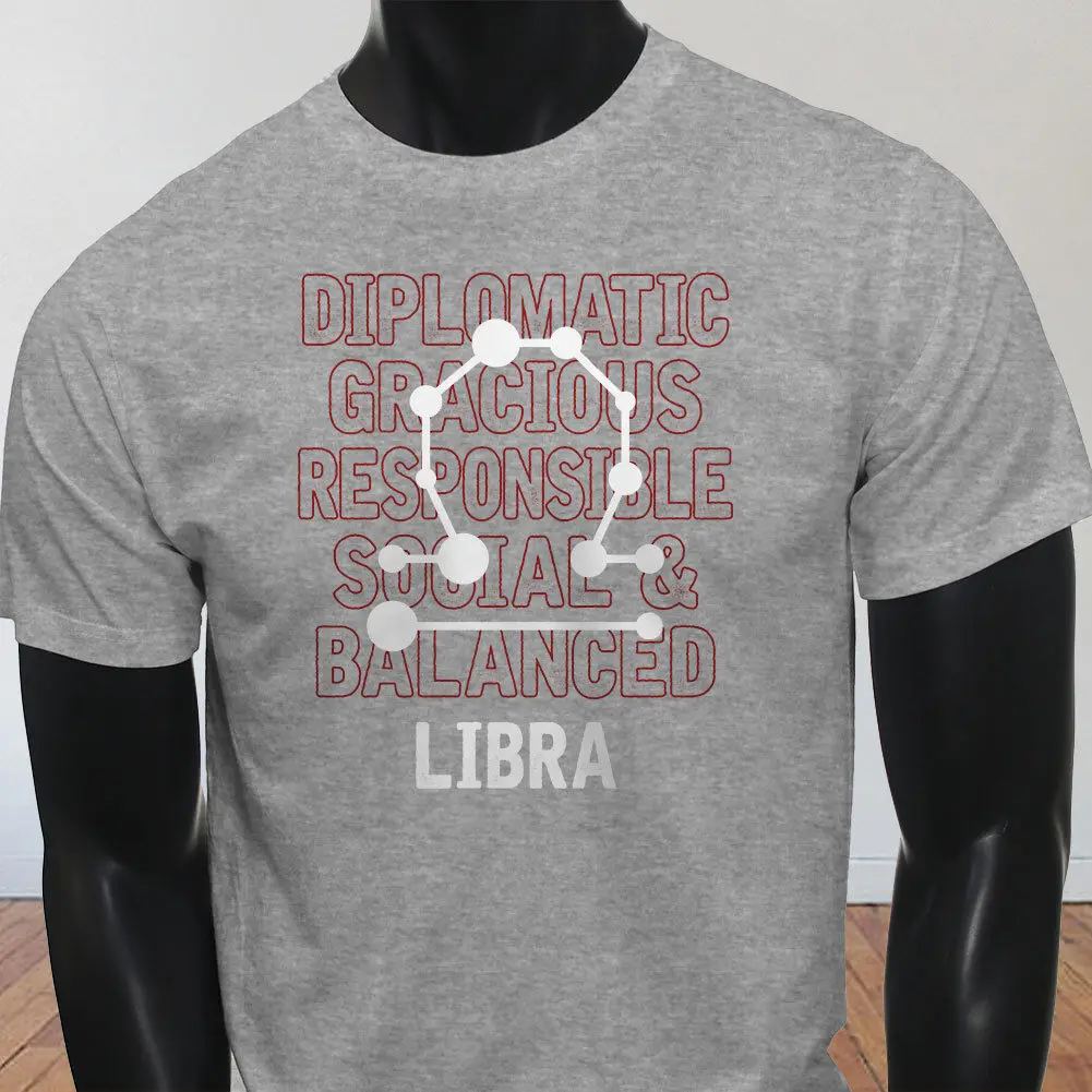 

LIBRA TRAITS CONSTELLATION ZODIAC SIGN SEPT OCT Mens Gray T-Shirt