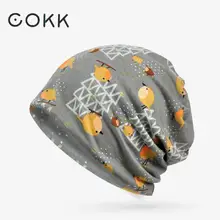 COKK, хлопковая шапочка-тюрбан, шапки для женщин, рисунок мультяшной птицы, тонкая шапка, новинка, весна-лето, шарф для волос, Gorro Feminino Bone