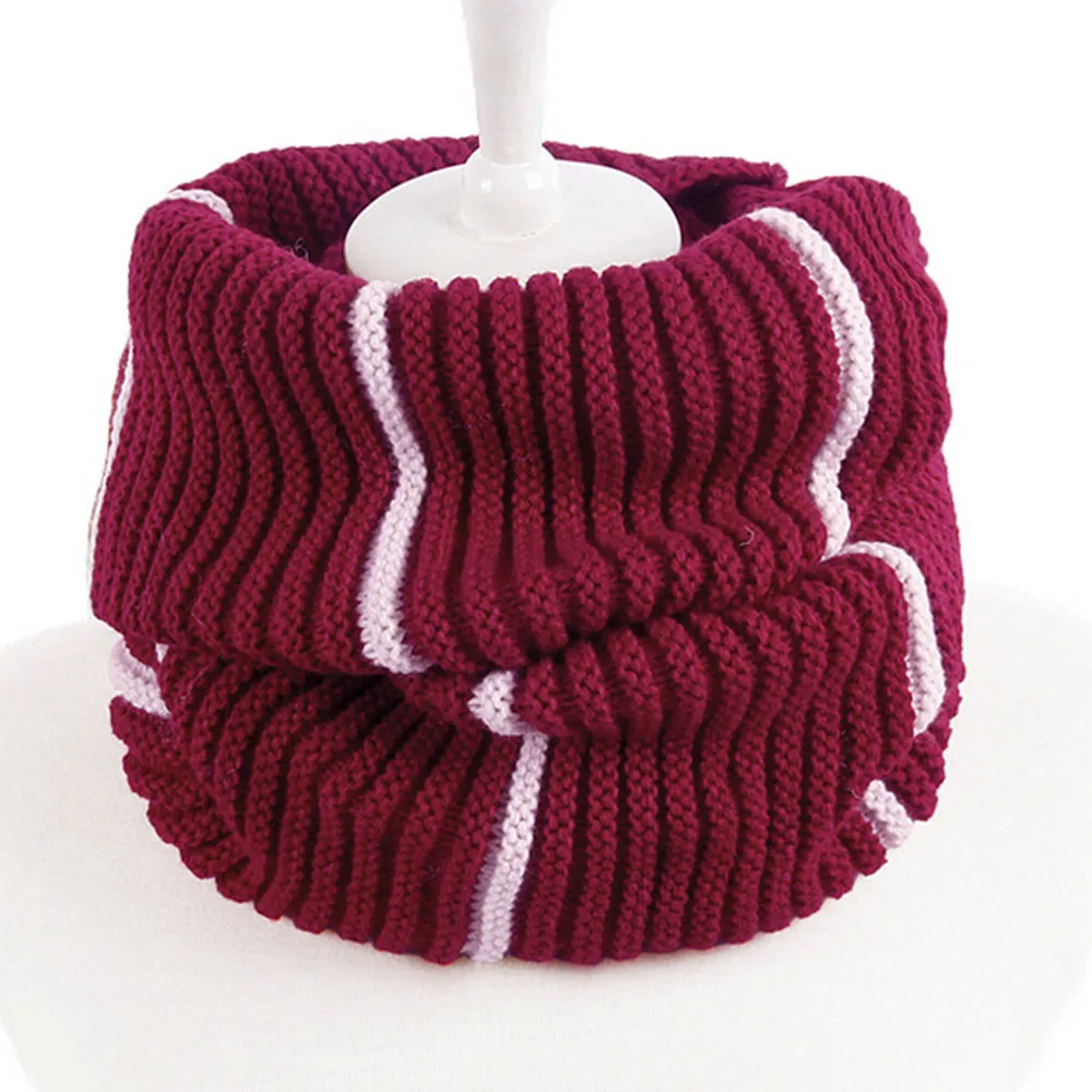 Зимние теплые вязаные шарфы унисекс с кольцами для влюбленных, однотонная линия, лоскутный вязаный хомут, хлопковый шарф, шаль-кольцо, гетры A40