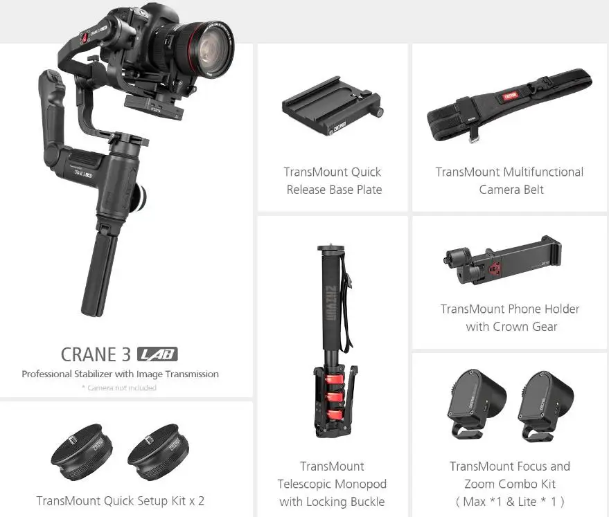 Zhiyun Crane 3 Lab 3-осевой ручной карданный Стабилизатор камеры Viatouch steadicam для dslr камер canon sony pk Crane 2