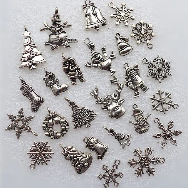 30pcs Metal Charms Pendants Snowflake Bells Deer Snowman 30pcs Metal Charms Pendants Snowflake Bells Deer Snowman Christmas Decorations For Home Xmas Tree