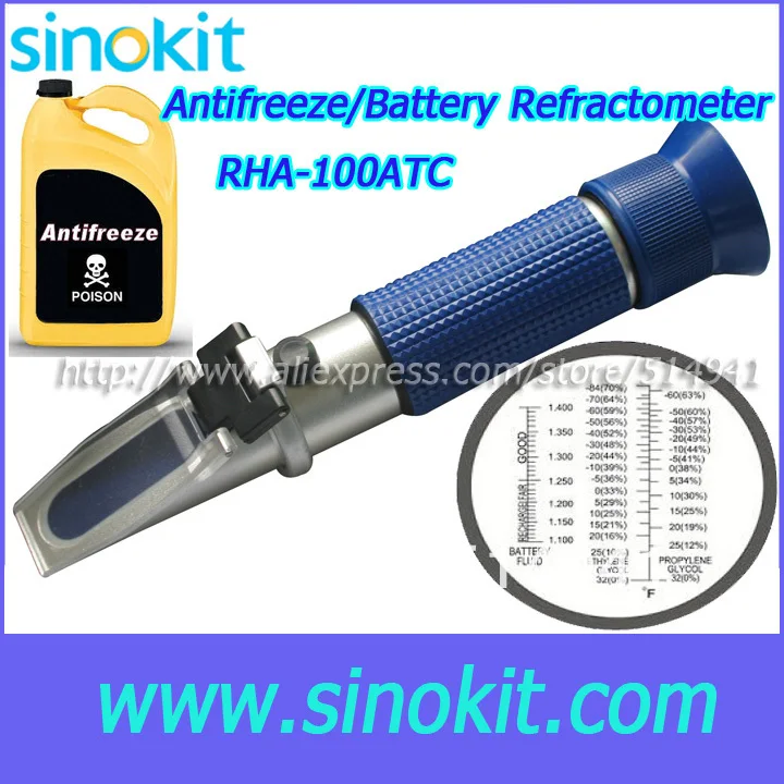 

Ethylene Glycol: -84'F-32'F Hand held Antifreeze/Battery Blue Grip Refractometer RHA-100ATC