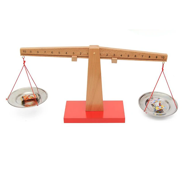 Montessori Materials Wooden Balance Beam Weighing Scale Learning